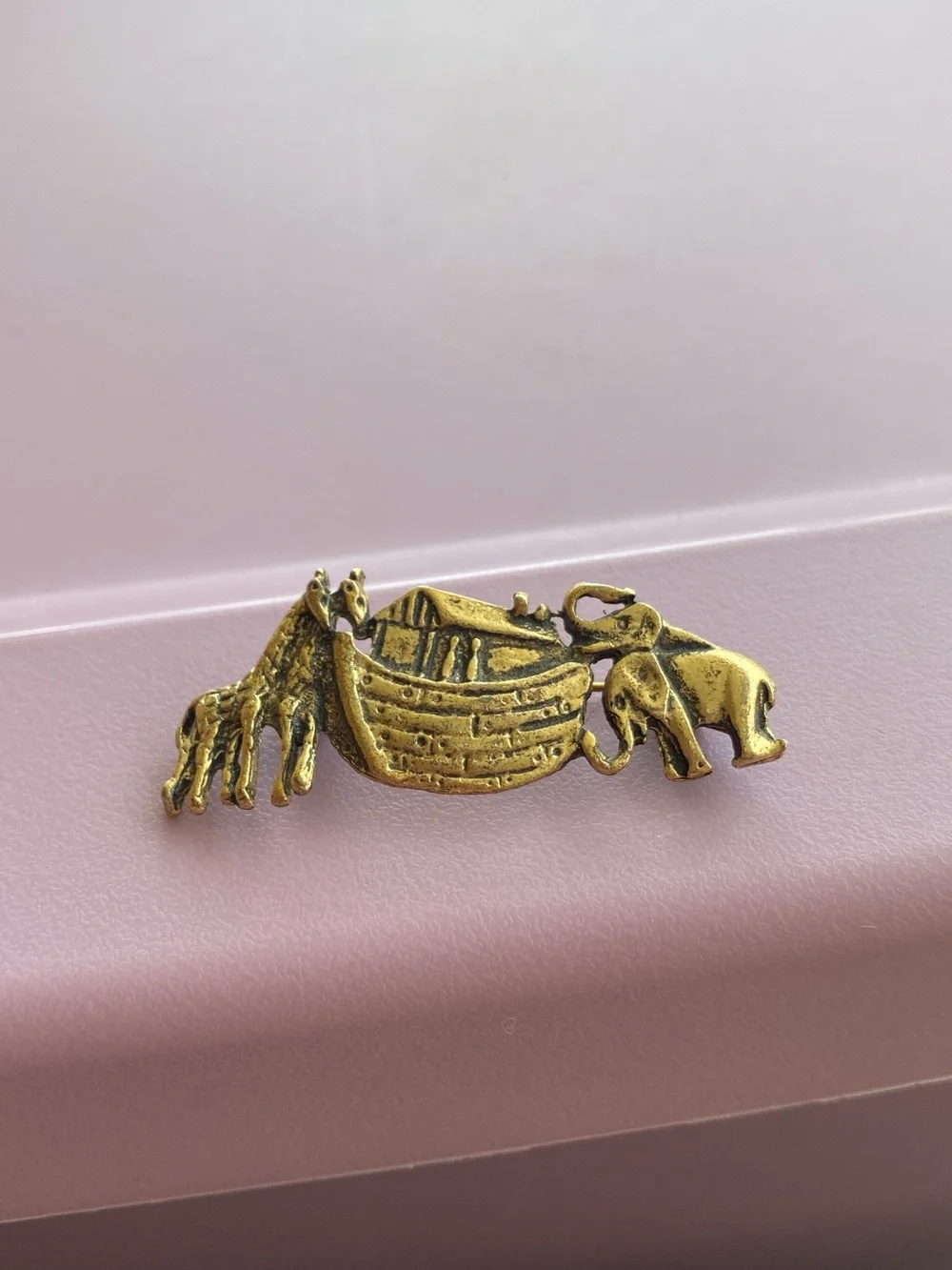 Gold-Tone Noah's Ark Animal Pin Brooch - Women Accessories